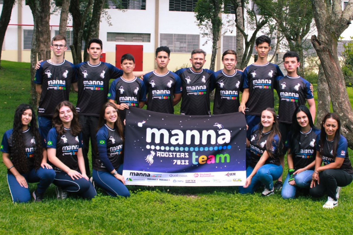 Foto da equipe no aeroporto